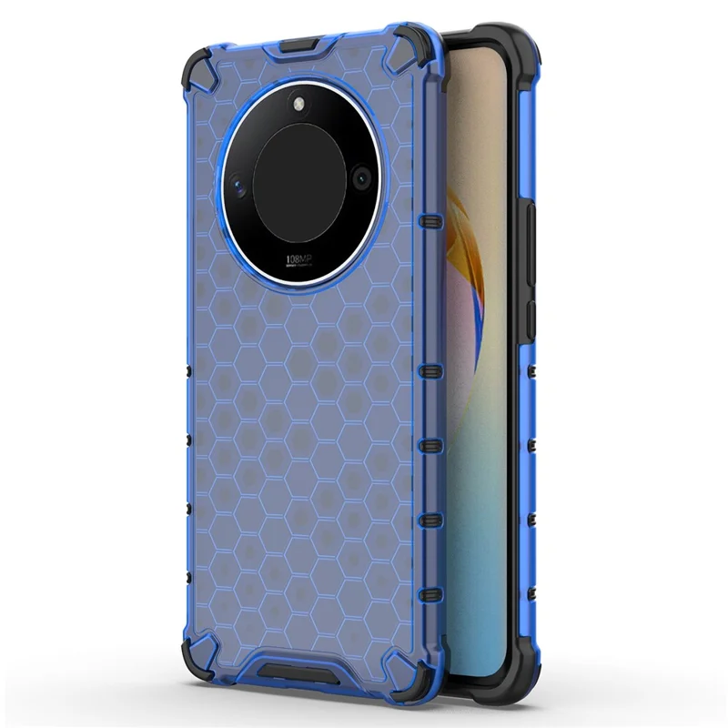 For Honor X50 5G / X9b 5G / Magic6 Lite 5G Case PC+TPU Anti-scratch Phone Shell with Honeycomb Design - Blue
