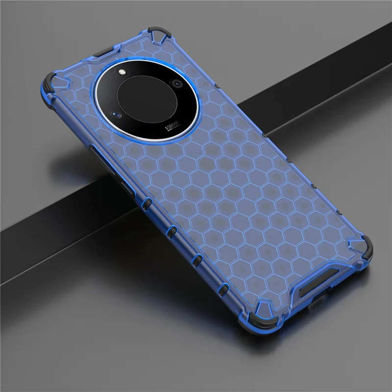 For Honor X50 5G / X9b 5G / Magic6 Lite 5G Case PC+TPU Anti-scratch Phone Shell with Honeycomb Design - Blue