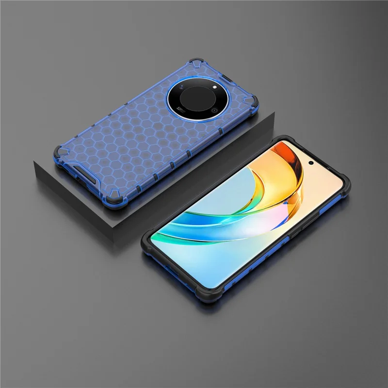 For Honor X50 5G / X9b 5G / Magic6 Lite 5G Case PC+TPU Anti-scratch Phone Shell with Honeycomb Design - Blue