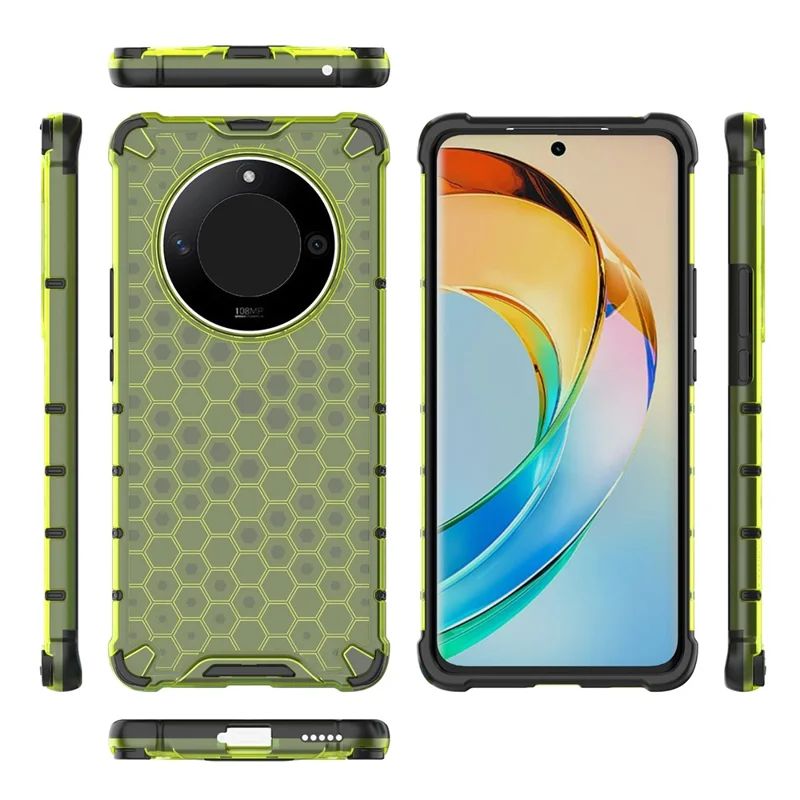 For Honor X50 5G / X9b 5G / Magic6 Lite 5G Case PC+TPU Anti-scratch Phone Shell with Honeycomb Design - Green