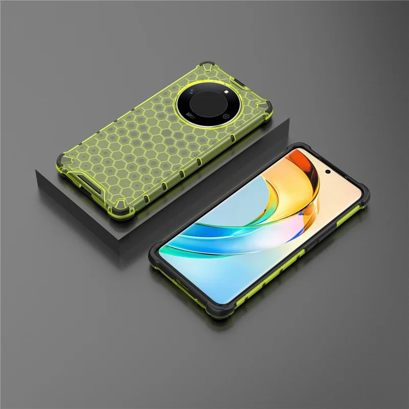 For Honor X50 5G / X9b 5G / Magic6 Lite 5G Case PC+TPU Anti-scratch Phone Shell with Honeycomb Design - Green