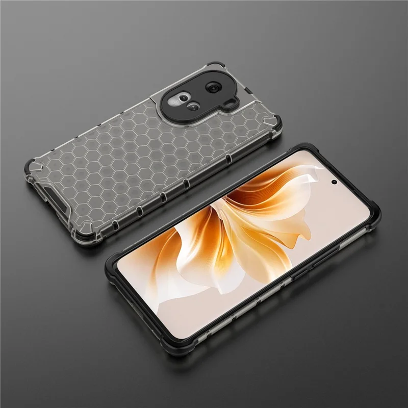 For Oppo Reno11 5G (Global) Cell Phone Case Scratch-proof Honeycomb Design Cover - Black