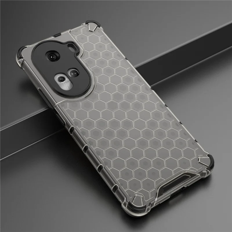 For Oppo Reno11 5G (Global) Cell Phone Case Scratch-proof Honeycomb Design Cover - Black