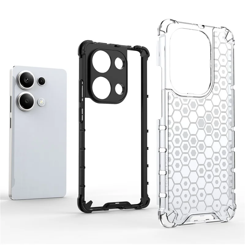 For Xiaomi Redmi Note 13 Pro 4G / Poco M6 Pro 4G Cell Phone Cases Soft TPU Hard PC Back Shell - Black