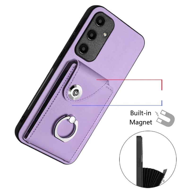 YB Leather Coating Series-7 for Samsung Galaxy A55 5G Shockproof Phone Case with Ring Kickstand - Purple