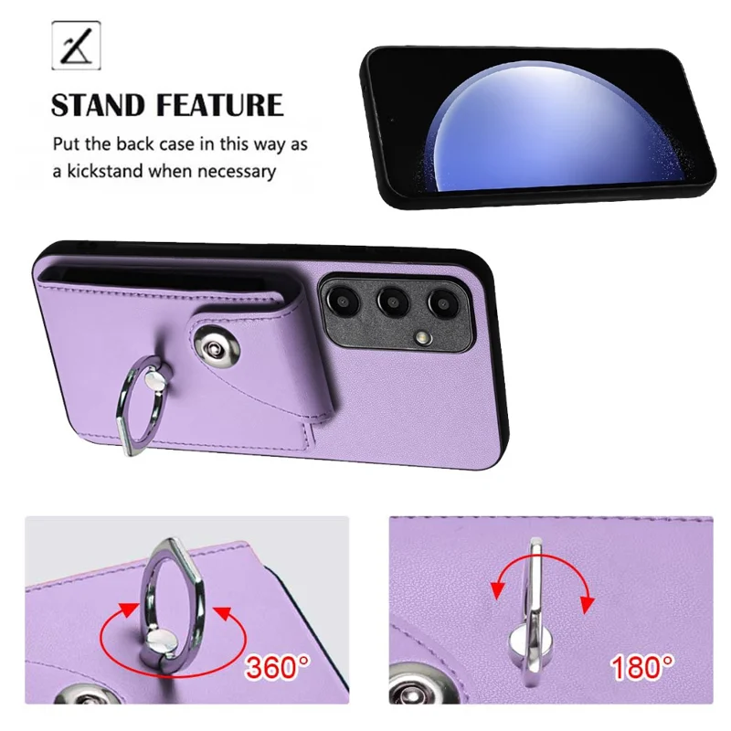 YB Leather Coating Series-7 for Samsung Galaxy A55 5G Shockproof Phone Case with Ring Kickstand - Purple