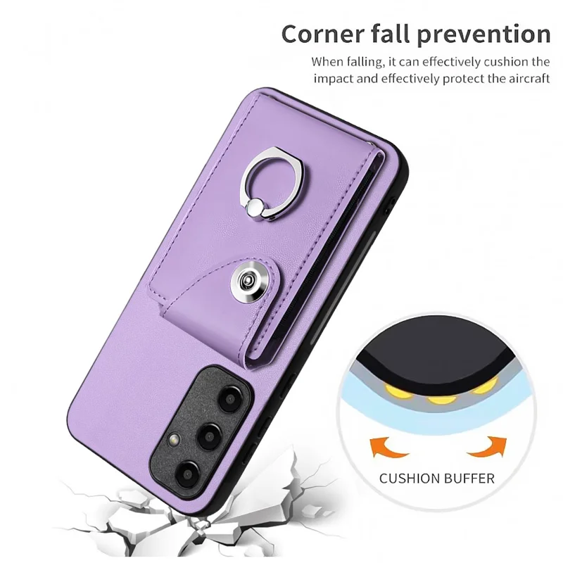 YB Leather Coating Series-7 for Samsung Galaxy A55 5G Shockproof Phone Case with Ring Kickstand - Purple