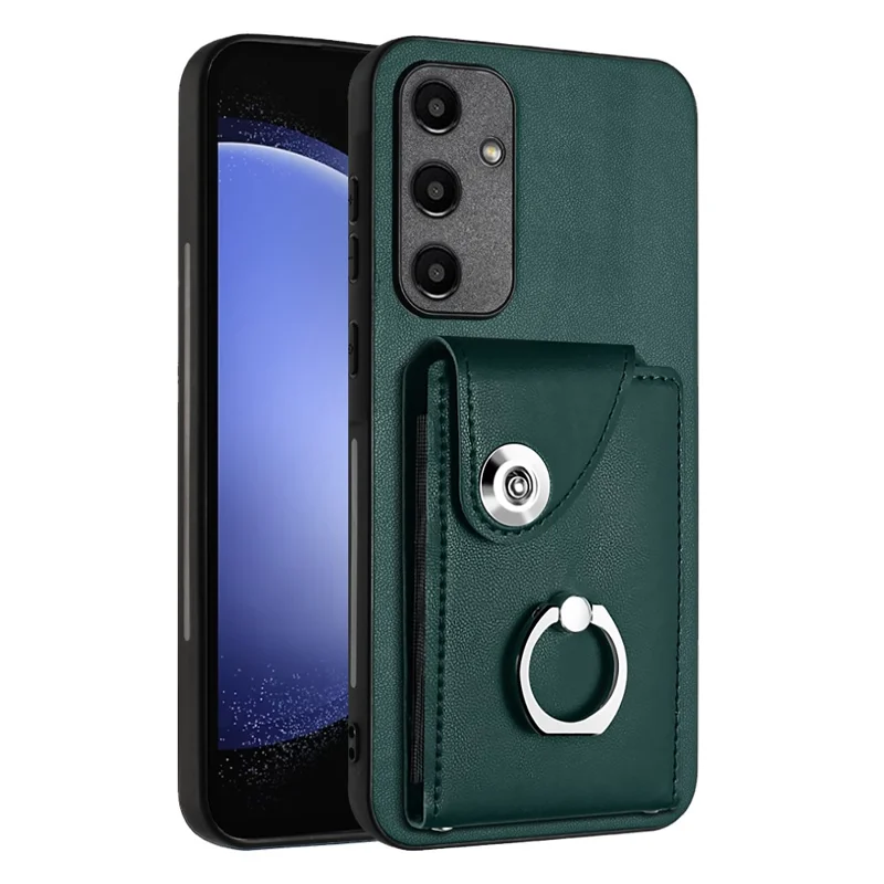 YB Leather Coating Series-7 for Samsung Galaxy A55 5G Shockproof Phone Case with Ring Kickstand - Green