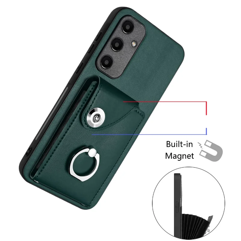 YB Leather Coating Series-7 for Samsung Galaxy A55 5G Shockproof Phone Case with Ring Kickstand - Green