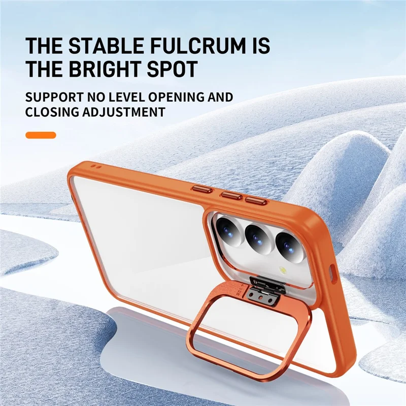 For Samsung Galaxy S24+ Case with Kickstand TPU+Acrylic Protective Phone Cover - Orange