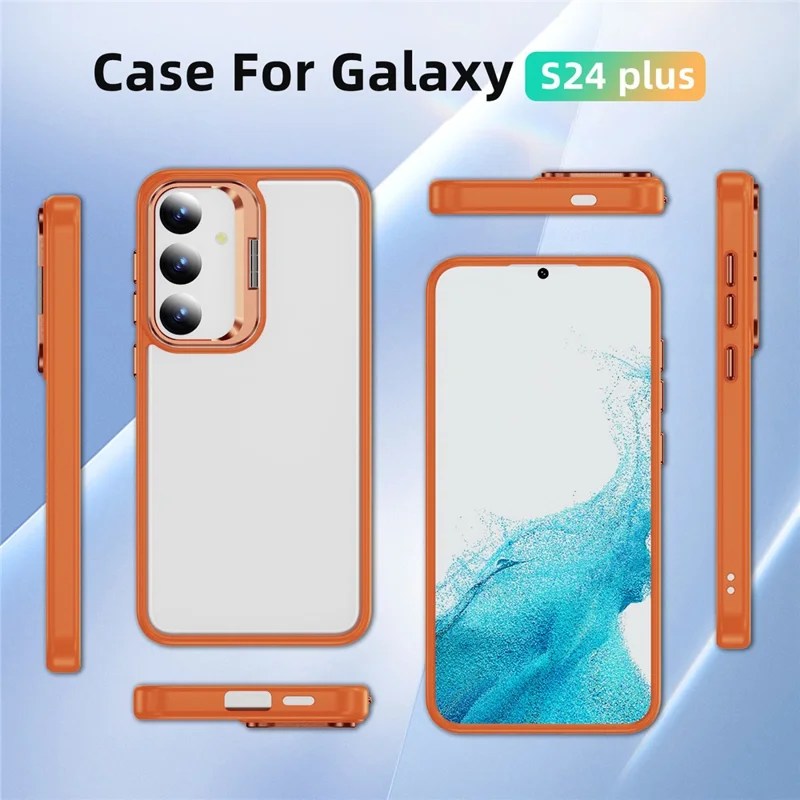 For Samsung Galaxy S24+ Case with Kickstand TPU+Acrylic Protective Phone Cover - Orange