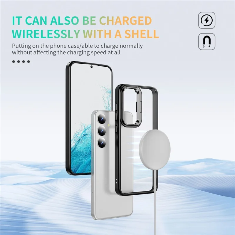 For Samsung Galaxy S24+ Case with Kickstand TPU+Acrylic Protective Phone Cover - Black