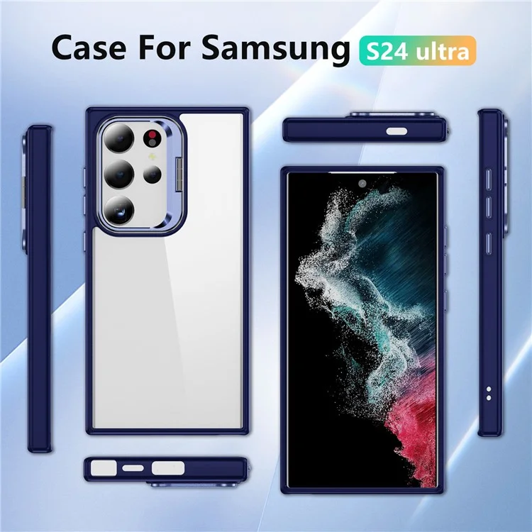 Para Samsung Galaxy S24 Ultra Case Camera Frame Hybrid TPU+Acrylic Phone Cover - Safira