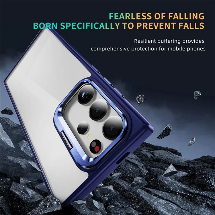 Para Samsung Galaxy S24 Ultra Case Camera Frame Hybrid TPU+Acrylic Phone Cover - Safira