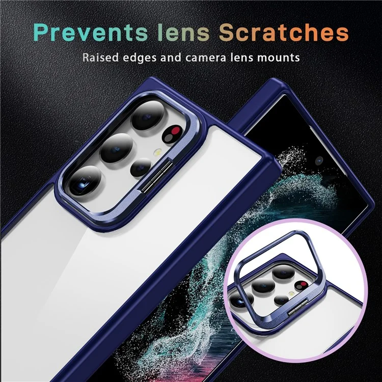 Para Samsung Galaxy S24 Ultra Case Camera Frame Hybrid TPU+Acrylic Phone Cover - Safira