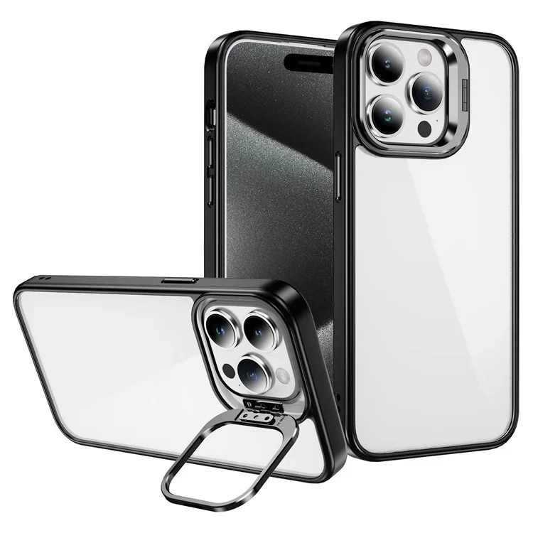 Para Iphone 12 / 12 Tpu de Estrutura de Lente de 12 Casos Tpu+capa de Telefone Acrílico - Preto