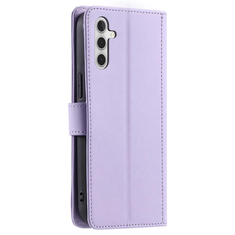 For Samsung Galaxy A24 4G (162.1 x 77.6 x 8.3mm) Case Wallet Leather Cover with Shoulder Strap - Purple