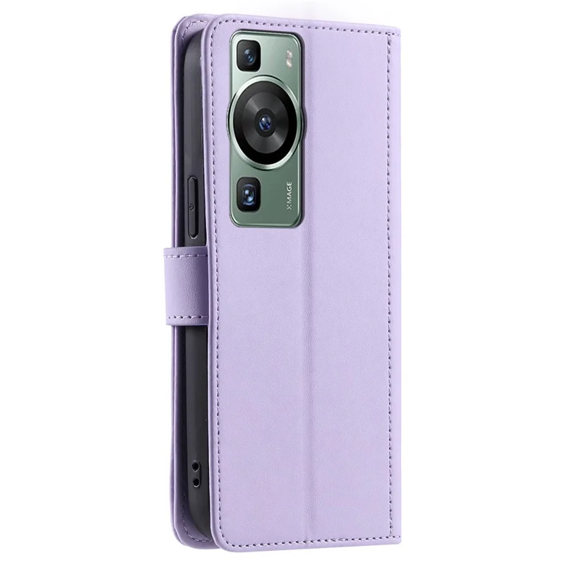 For Huawei P60 / P60 Pro Wallet Case Leather Phone Cover Rhombus Grid Pattern - Purple