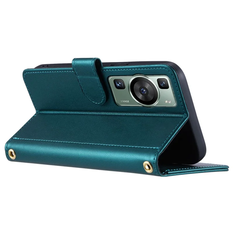 P60 / P60 Pro Wallet Case til Huawei, Læderet Telefonbeskyttelse med Rombeformet Mønster - Grøn
