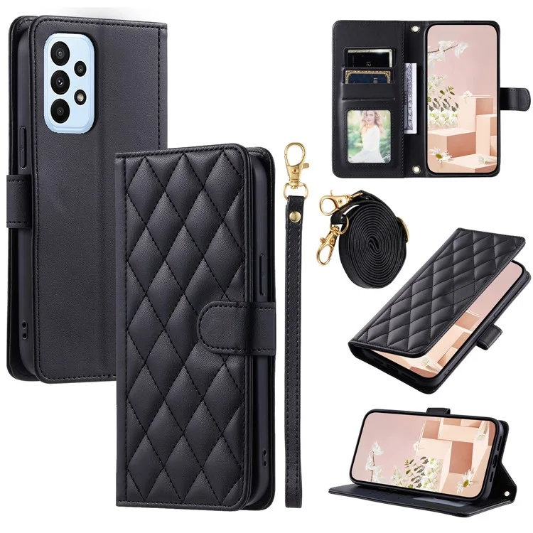 Para Samsung Galaxy A23 4G / A23 5G (Versión Global) / F23 5G / M23 5G / M13 4G Estuche Cartera de Cuero con Tapa - Negro
