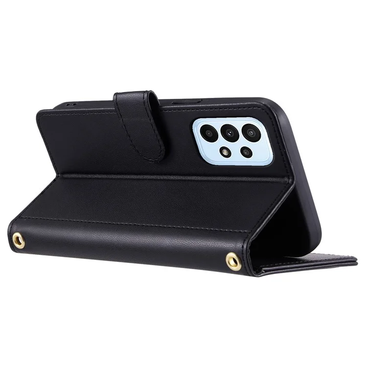 Para Samsung Galaxy A23 4G / A23 5G (Versión Global) / F23 5G / M23 5G / M13 4G Estuche Cartera de Cuero con Tapa - Negro