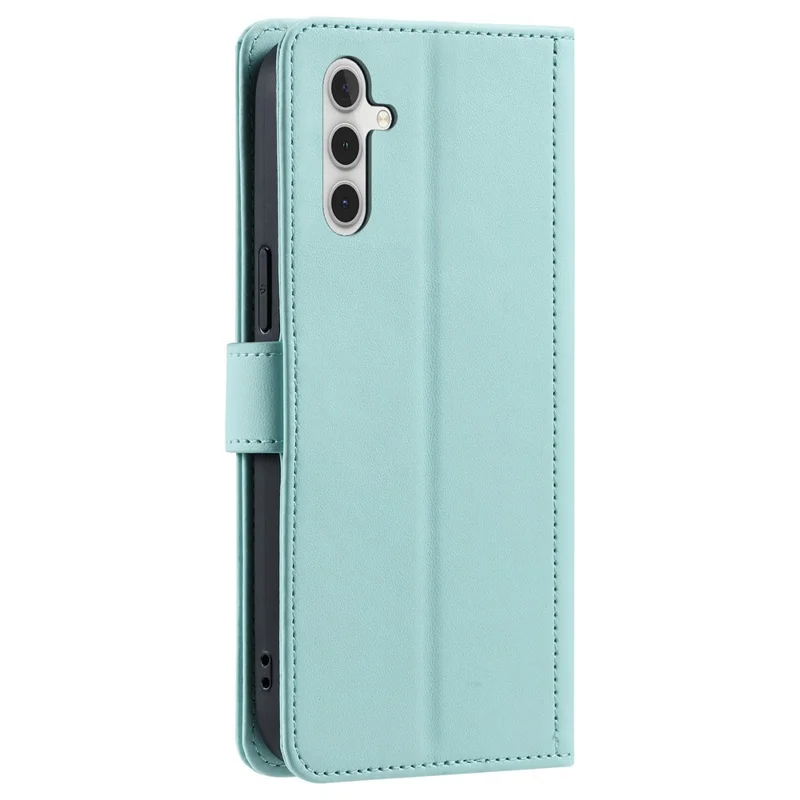 For Samsung Galaxy A54 5G Leather Case with Straps Wallet Rhombus Grid Phone Cover - Mint Green