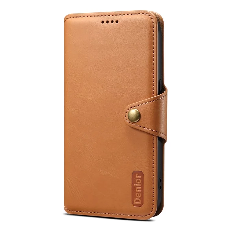 DENIOR For Honor 100 5G Case Wallet PU Leather Folio Flip Mobile Phone Cover - Khaki