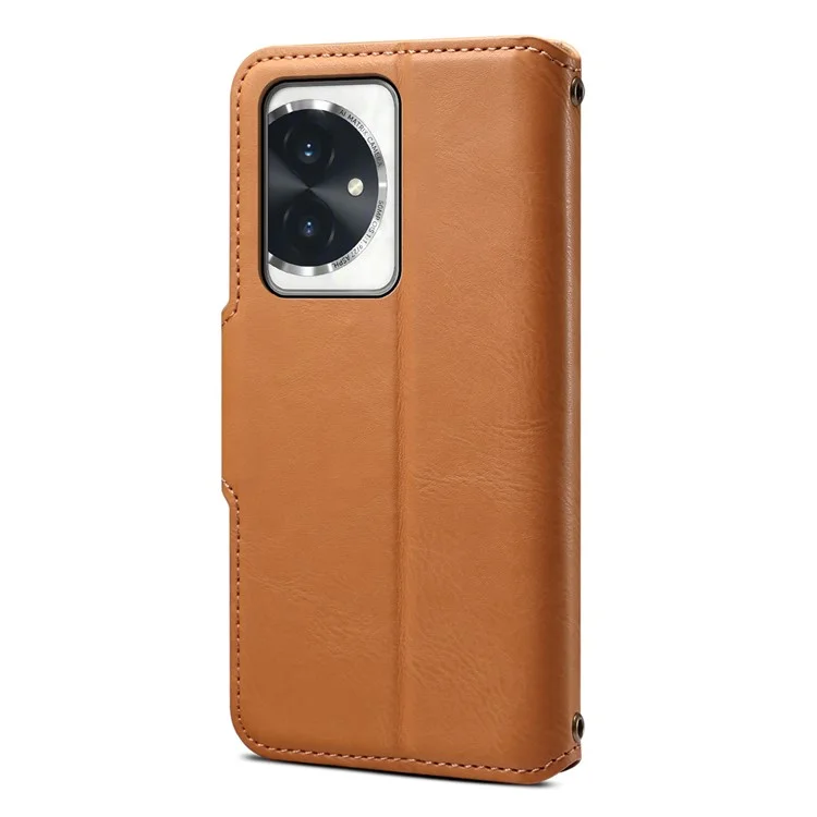 DENIOR For Honor 100 5G Case Wallet PU Leather Folio Flip Mobile Phone Cover - Khaki