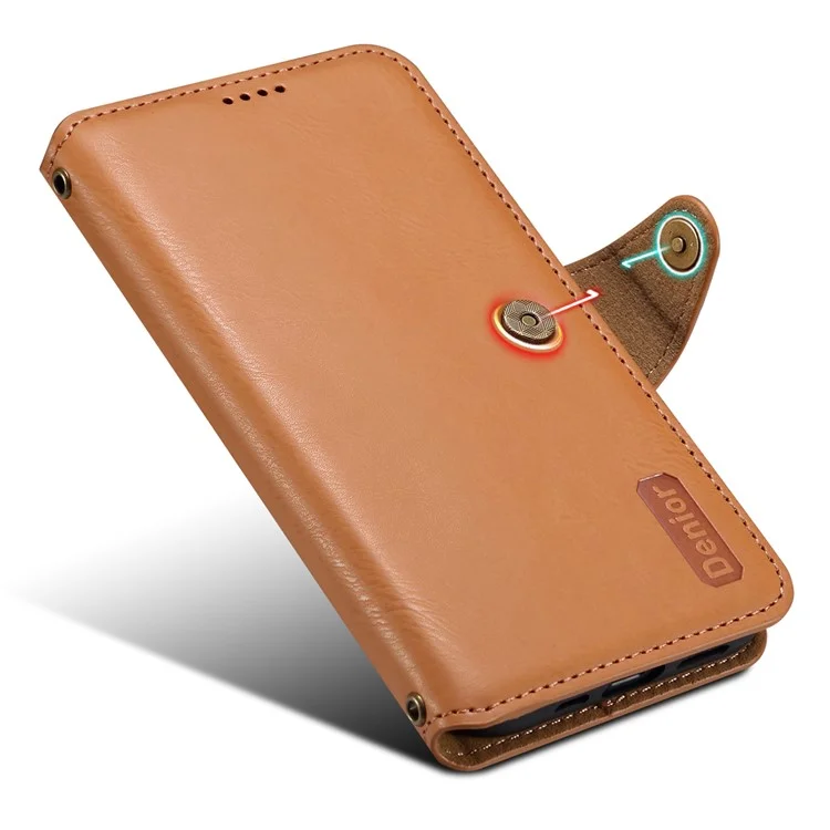 DENIOR For Honor Magic5 Étui Portefeuille en Cuir Housse de Téléphone Fermeture Bouton Magnétique - Kaki