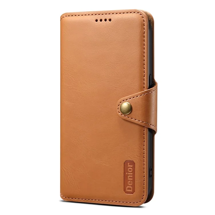 DENIOR For Honor Magic5 Étui Portefeuille en Cuir Housse de Téléphone Fermeture Bouton Magnétique - Kaki