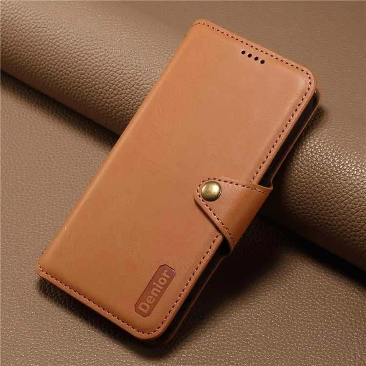 DENIOR For Honor Magic5 Étui Portefeuille en Cuir Housse de Téléphone Fermeture Bouton Magnétique - Kaki