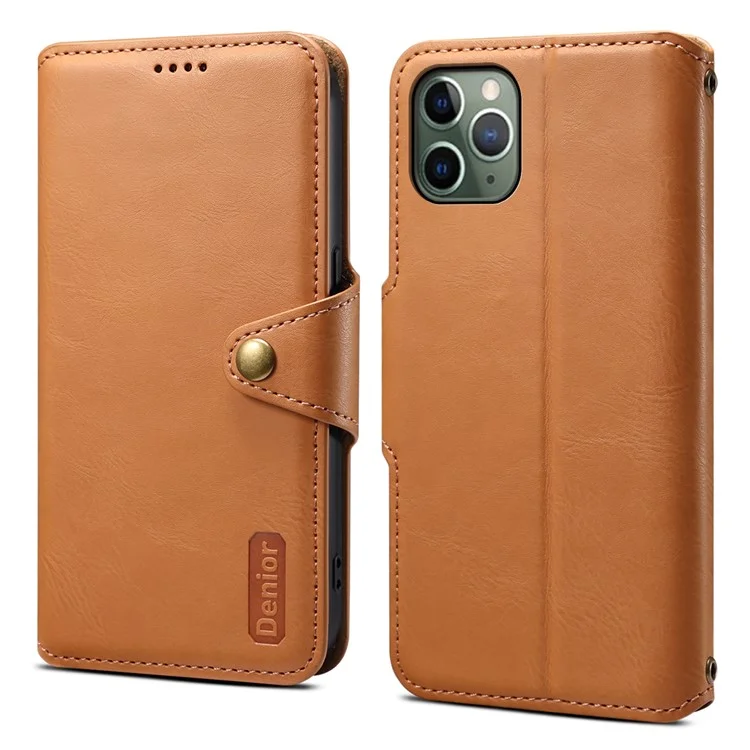 Denior Für Iphone 11 Pro Case Cowhide Textur Brieftasche Anti-drogen-leder-telefonabdeckung - Khaki