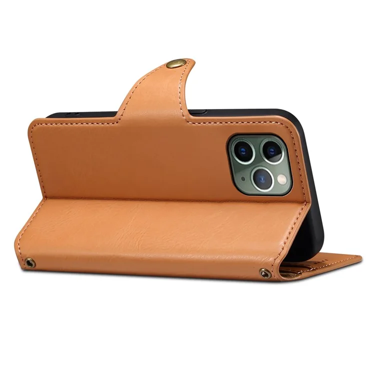 Denior Für Iphone 11 Pro Case Cowhide Textur Brieftasche Anti-drogen-leder-telefonabdeckung - Khaki