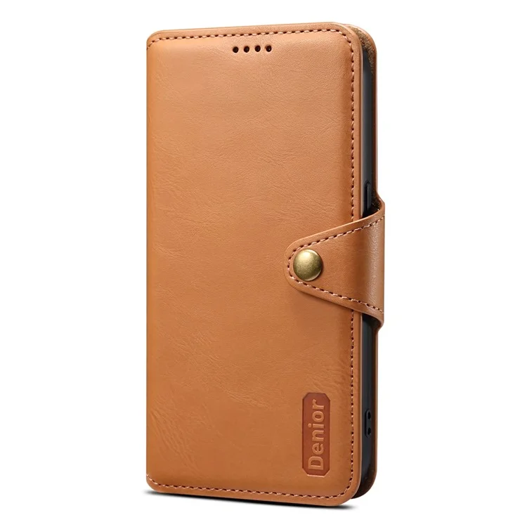 Denior Para Iphone 11 Pro Case Cowhide Texture Carteira Anti-drop Leather Phone Top Cover - Cáqui