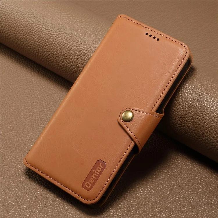 Denior Para Iphone 11 Pro Case Cowhide Texture Wallet Anti-drop Leather Telephip Cover - Caqui