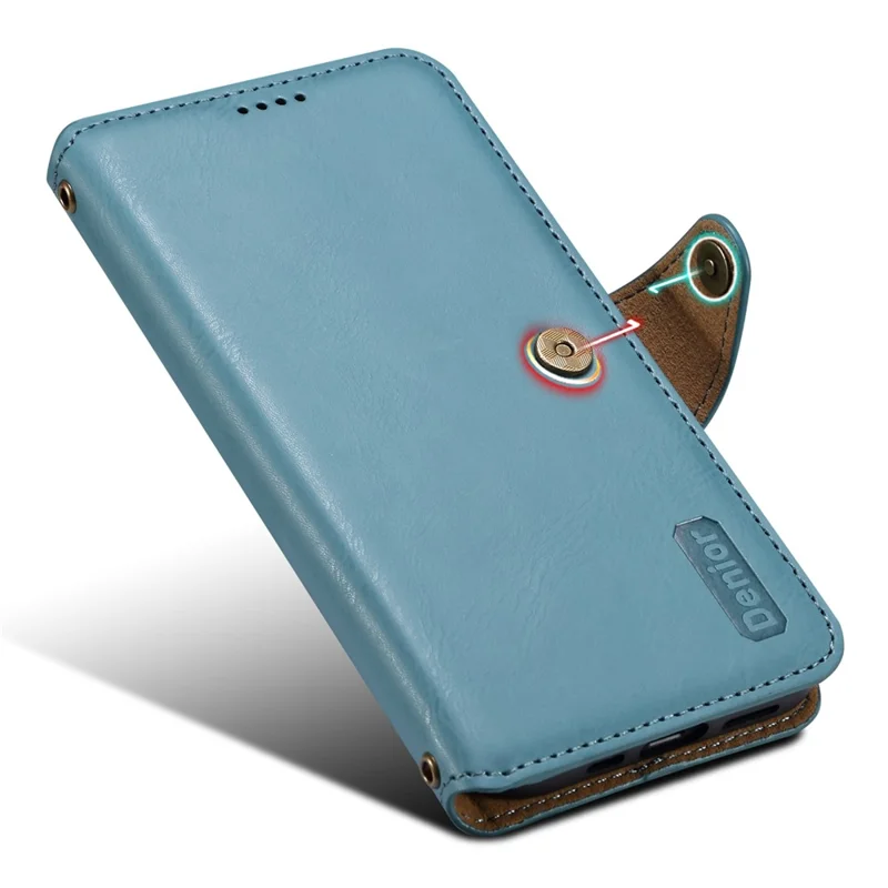 DENIOR For iPhone 7 Plus / 8 Plus Case Wallet Card Holder Cowhide Texture PU Leather Flip Cover - Blue