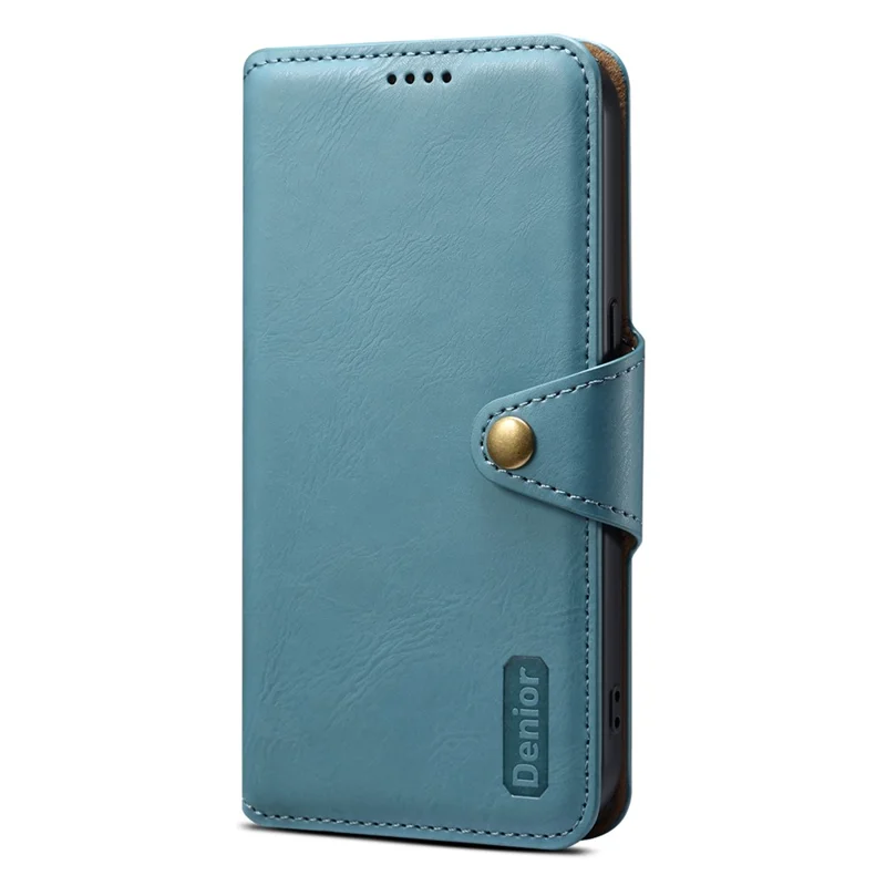 DENIOR For iPhone 7 Plus / 8 Plus Case Wallet Card Holder Cowhide Texture PU Leather Flip Cover - Blue