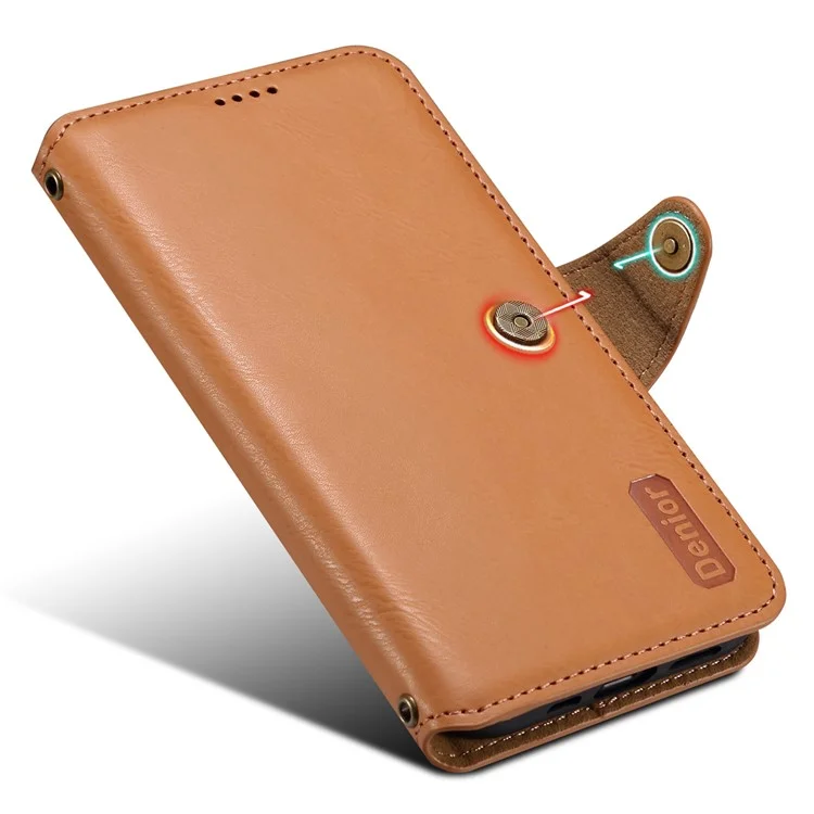 Denior Para Iphone 11 Pro Max Leather Case Textura de Textura de Textura Taplo Celole - Cáqui