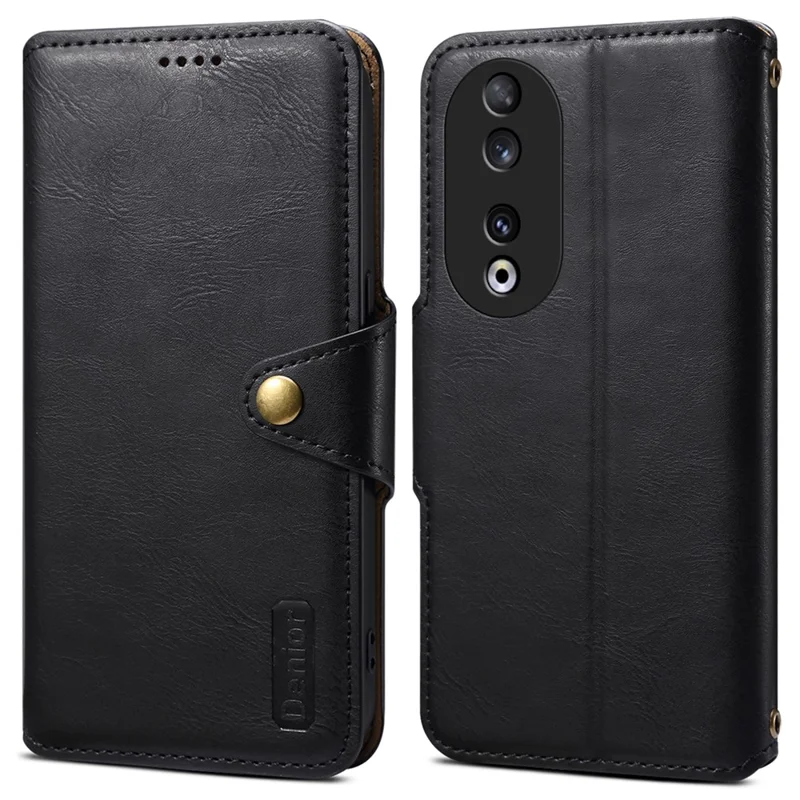 DENIOR For Honor 90 Cell Phone Cases Magnetic Wallet Leather Cover - Black