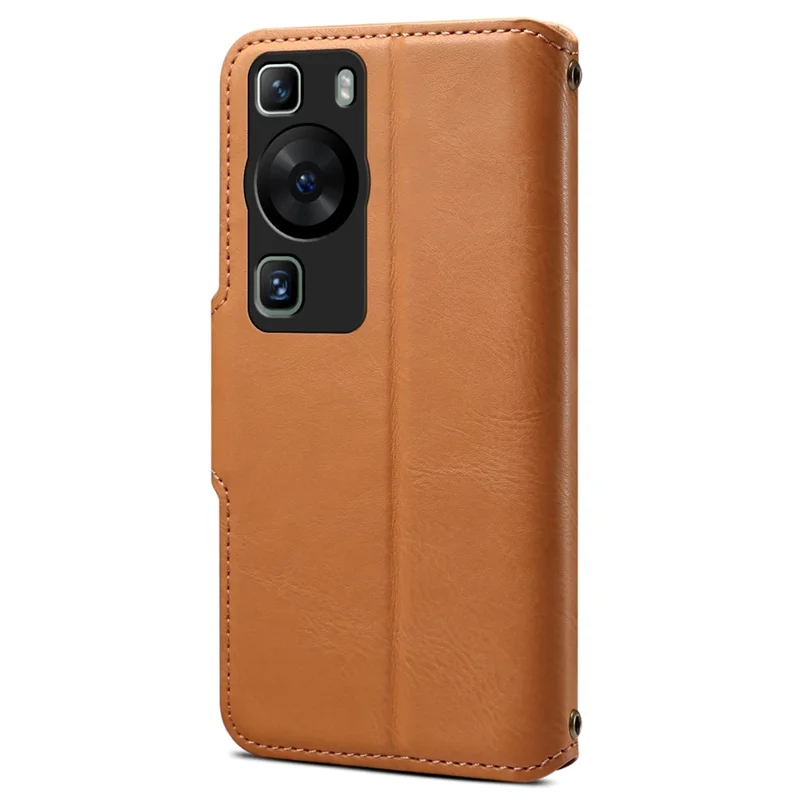 DENIOR Für Huawei P60 / P60 Pro Hülle Wallet Leder Handyhülle Magnetverschluss - Kaki