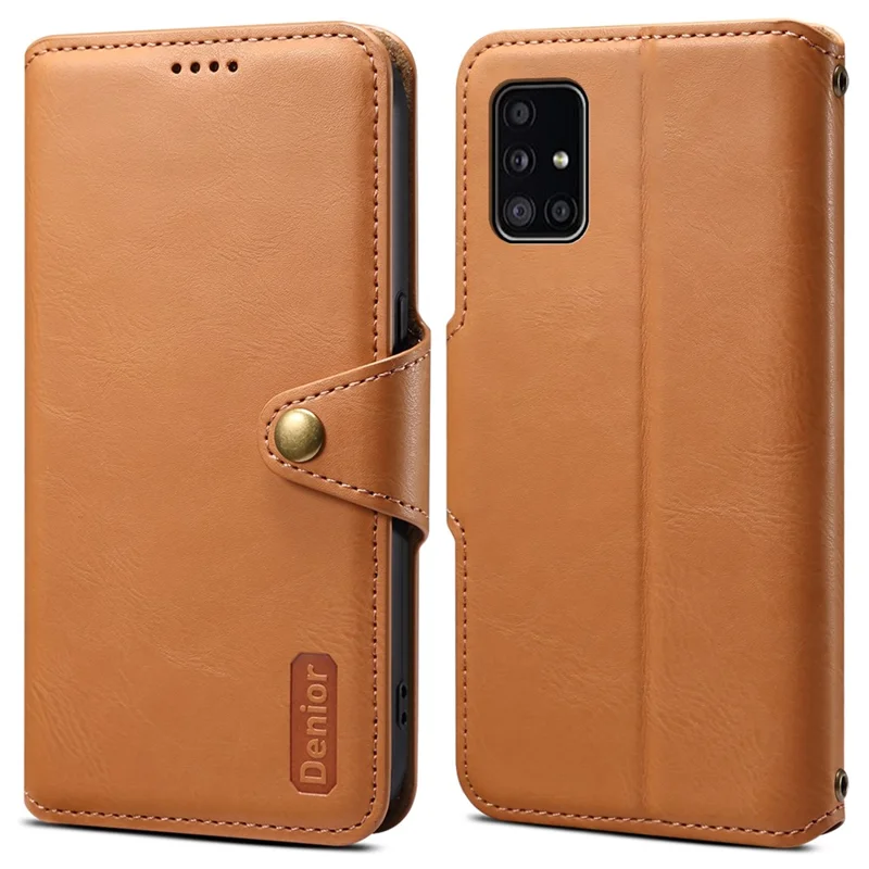 DENIOR для Samsung Galaxy A51 4G SM-A515 Чехол Кожаный Чехол для телефона с бумажником Стенд - Хаки