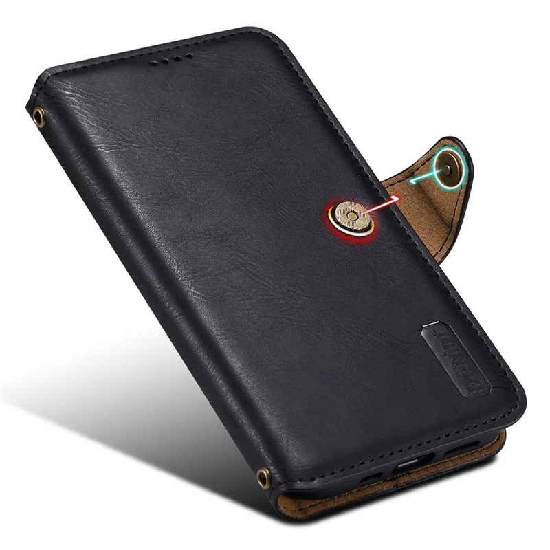 DENIOR For Samsung Galaxy S21 FE 5G Case Cowhide Texture Wallet Stand Leather Flip Cover - Black