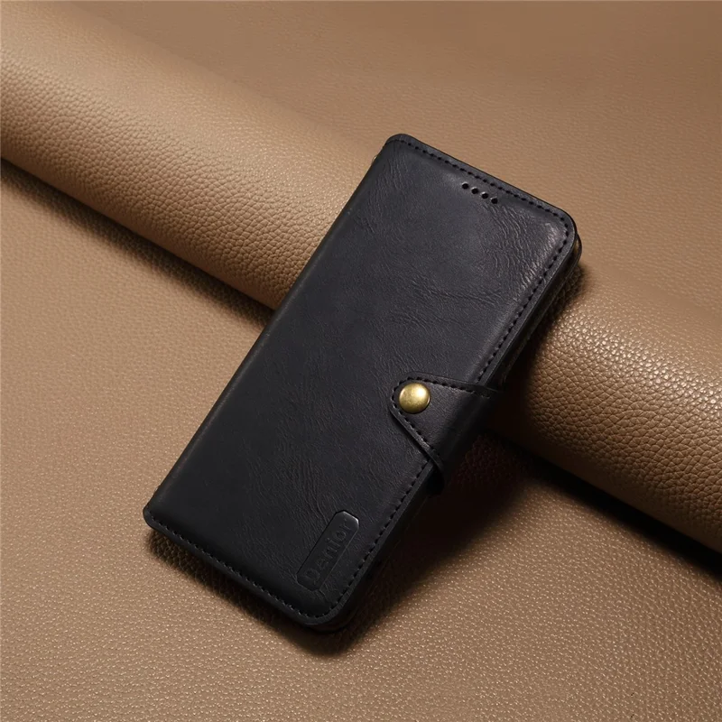 DENIOR For Samsung Galaxy S21 FE 5G Case Cowhide Texture Wallet Stand Leather Flip Cover - Black