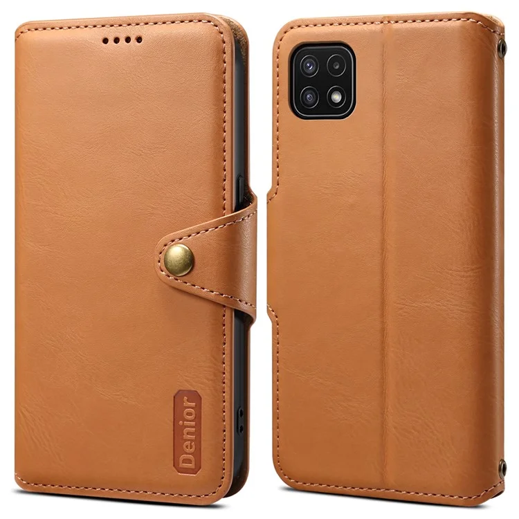 DENIOR Per Samsung Galaxy A22 5G (Versione UE) Custodia Wallet Stand Custodia in Pelle - Cachi