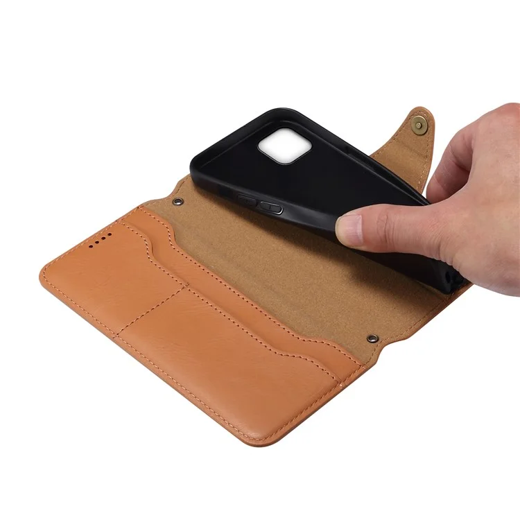 DENIOR Per Samsung Galaxy A22 5G (Versione UE) Custodia Wallet Stand Custodia in Pelle - Cachi