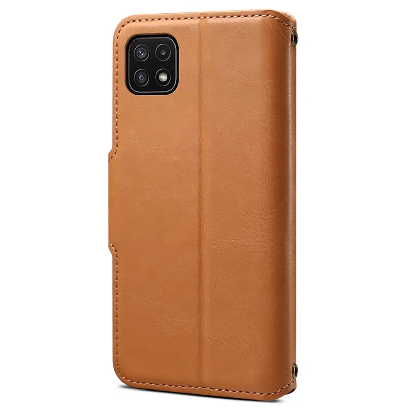 DENIOR Per Samsung Galaxy A22 5G (Versione UE) Custodia Wallet Stand Custodia in Pelle - Cachi