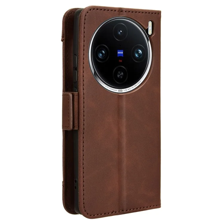 For vivo X100 Pro 5G Case Wallet Leather Phone Cover with Multiple Card Slots - Brown