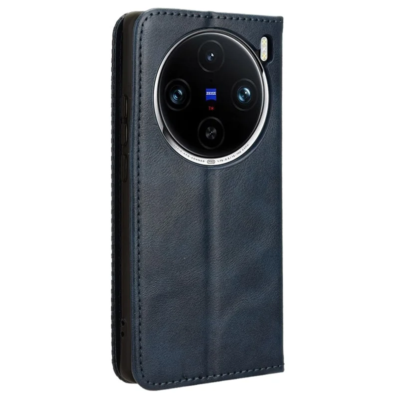 Für vivo X100 Pro 5G-Hülle Flip-Geldbörse Retro-Leder-Flip-Handyhülle Magnetverschluss - Blau