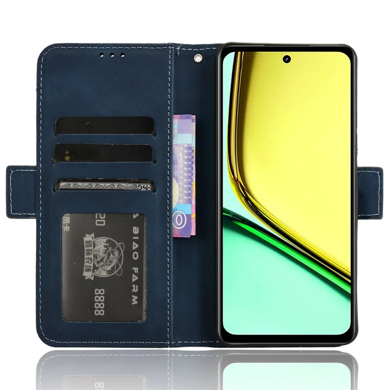For Realme C67 4G / 12 Lite 4G Case PU Leather Multiple Card Slots Wallet Phone Cover - Blue
