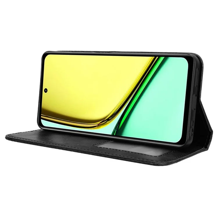 For Realme C67 4G / 12 Lite 4G Case Flip Wallet Magnetic Closure Leather Phone Cover - Black